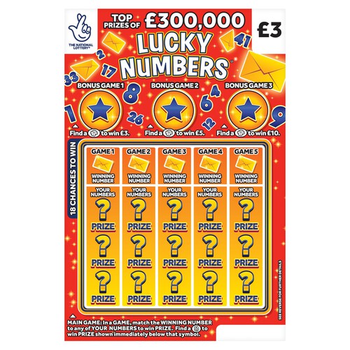 National Lottery Lucky Numbers Scratch Card