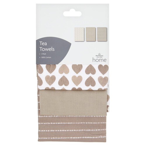 Morrisons Hearts Tea Towel 3 Pack