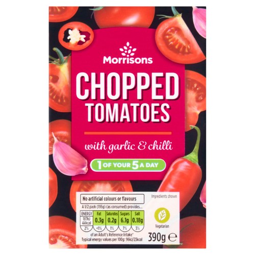 Morrisons chopped tomatoes with garlic chilli