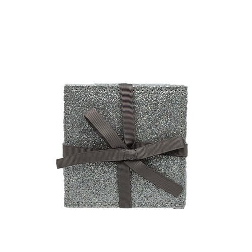 Nutmeg Home Grey & Sparkly Square Faux Leather Coasters