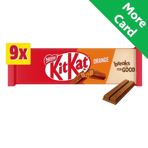 Kit Kat 2 Finger Orange Milk Chocolate Biscuit Bar Multipack 9 Pack