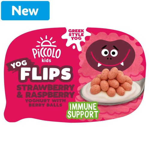 Piccolo Yoghurt Flips Strawberry & Raspberry with Berry Balls 120g