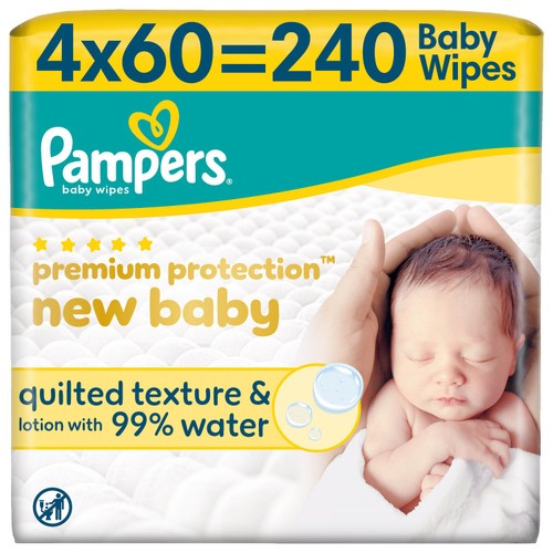 Pampers Premium Protection New Baby Wipes 4x 60 Wipes