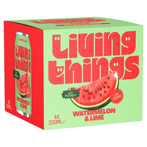 Living Things Watermelon & Lime Prebiotic Soda 4X330 ML
