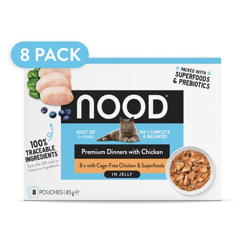 Nood Cat Premium Dinners With Chicken & Superfood In Jelly 8x85g