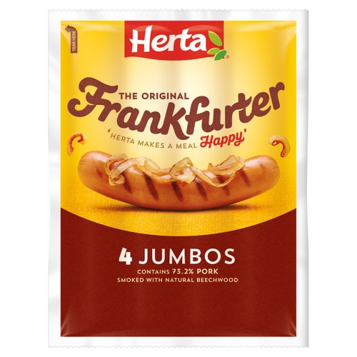 Herta Jumbo Frankfurters   4 x 90g