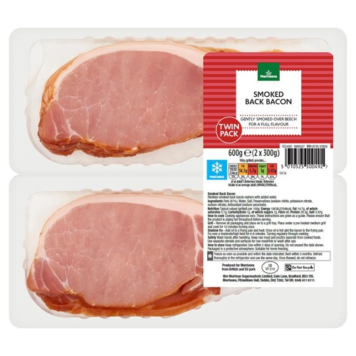 Morrisons Smoked Bacon Twin Pack 600g