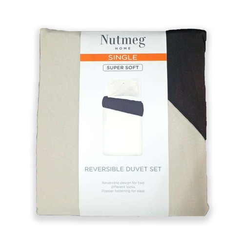 Nutmeg Home Soft Touch Black Reversible Duvet Set Single