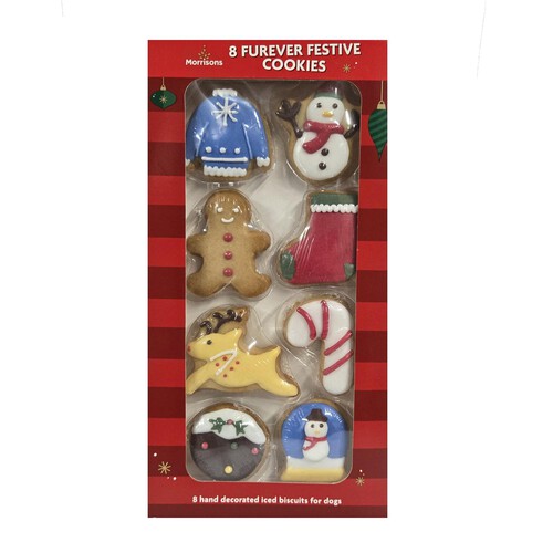 Morrisons Furever Festive 8 Hand Decorated Iced Biscuits For Dogs 