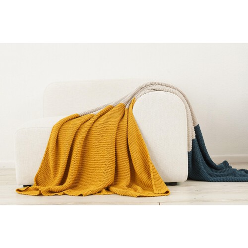 Nutmeg Home Ochre 3 Tone Knit Throw 