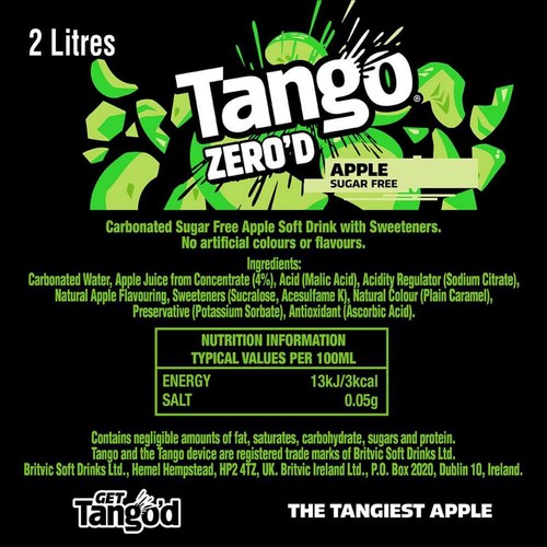 Tango Apple Sugar Free Bottle