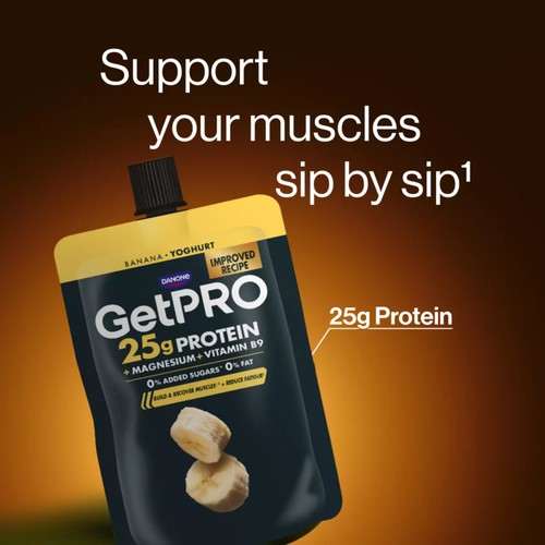 Getpro Banana 25g High Protein Yoghurt Pouch