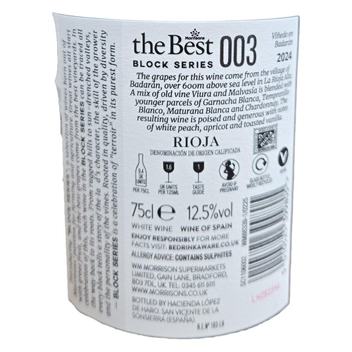 Morrisons The Best Block Series 003 Rioja Blanco 75CL