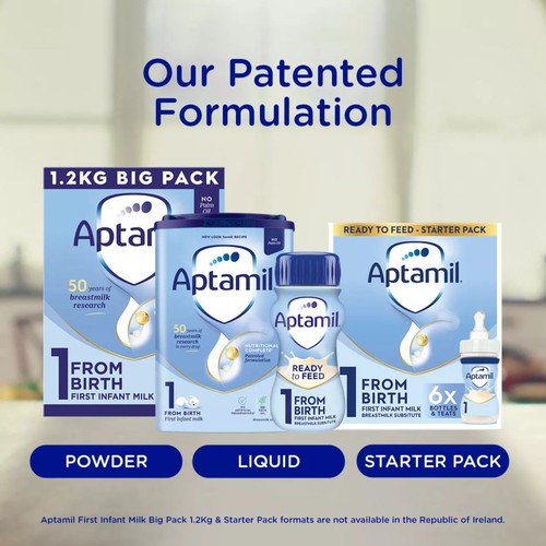 Aptamil 1 First Infant Baby Milk Formula Liquid Starter Pack from Birth