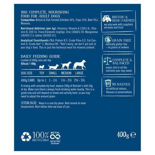Butcher's Grain Free Tripe Dog Food Tin