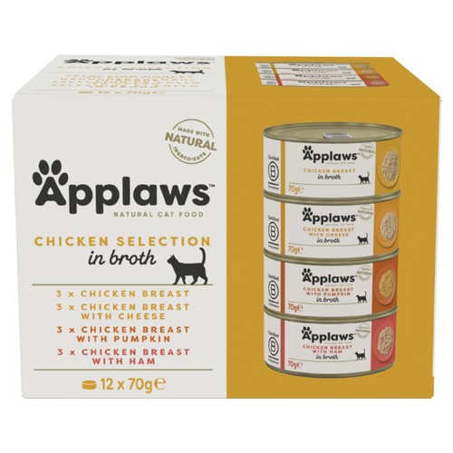 Applaws Natural Wet Cat Food Chicken Selection In Broth 12 X 70G