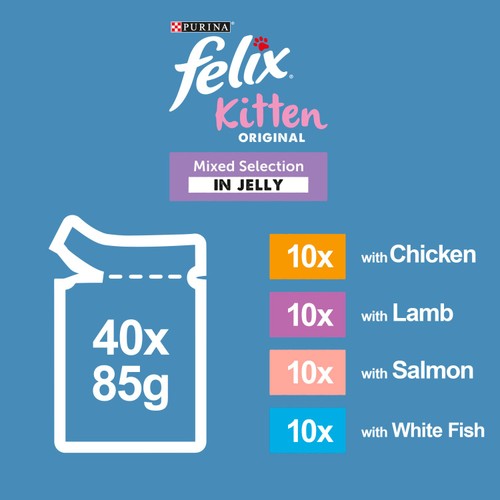 FELIX Original Kitten Mixed Selection in Jelly Wet Cat Food 40x85g
