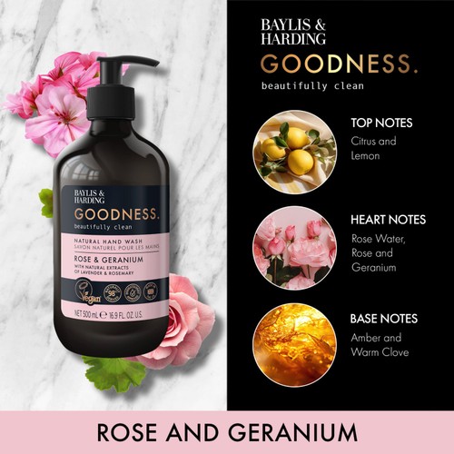Baylis & Harding Goodness Rose & Geranium Natural Hand Wash 500ml