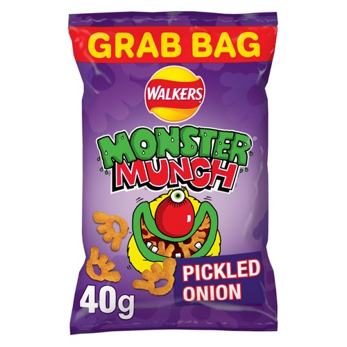 Walkers Monster Munch Pickled Onion Snacks Crisps 40g