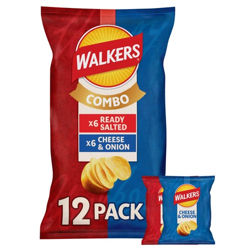 Walkers Ready Salted / Cheese & Onion Crisps 12 Pack