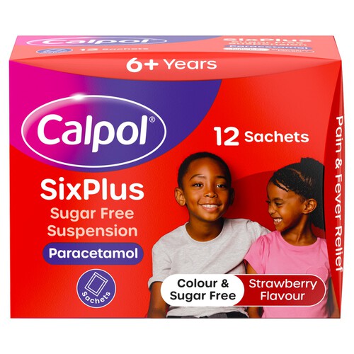 Calpol 6+ Years Sugar Free Strawberry Paracetamol Sachets