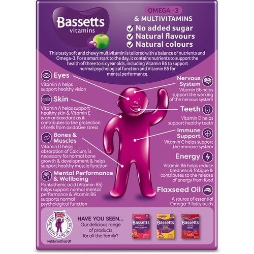 Bassetts 3-6 Multi Vitamins & Omega 3 Blackcurrant & Apple