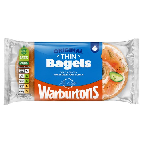 Warburtons Thin Plain Bagels