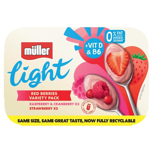 Muller Light Fat Free Red Fruits Yogurt 6x140g