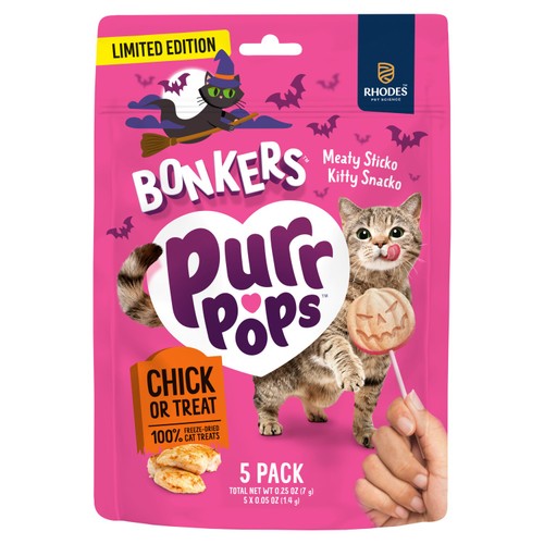 BONKERS Purrpops Freeze Dried Chicken Flavored Lollipop Cat