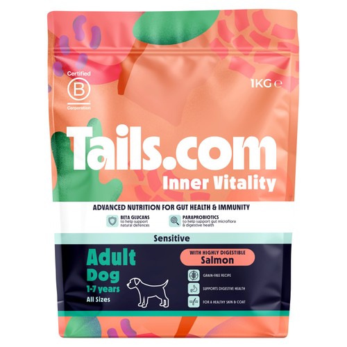 Tails.Com Inner Vitality Sensitive Gluten Free  Adult Salmon Kibble 1kg