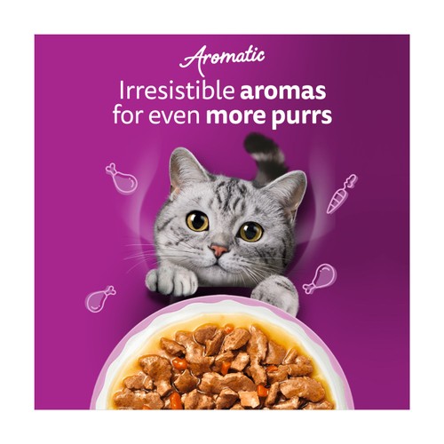 Whiskas 1+ Pouches Wet Cat Food Aromatic Fusion In Gravy 12x85g