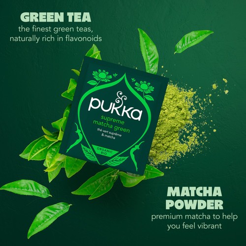 Pukka Supreme Matcha Green Organic Fair Herbal Tea 20 Sachets