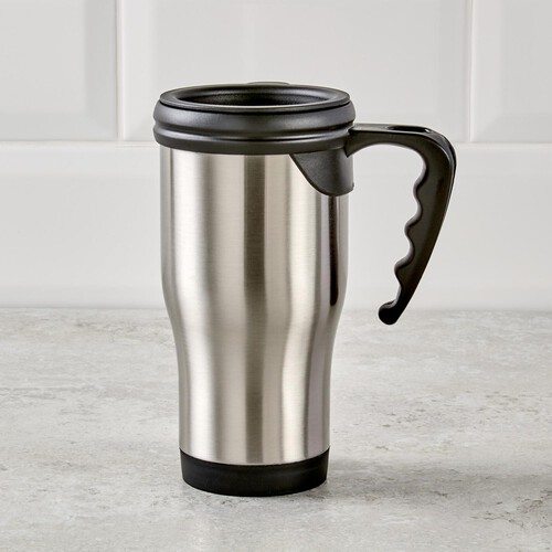 Morrisons 400ml Stainless Steel Travel Mug With Handle