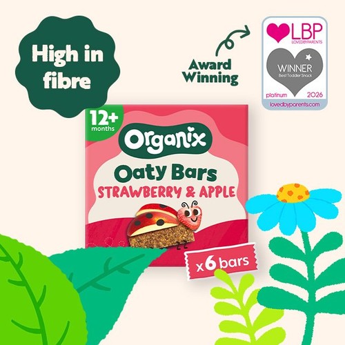 Organix Strawberry & Apple Oaty Organic Bars Toddler Snacks Multipack 6x23g