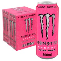 Monster Energy Drink Ultra Rosa Zero Sugar  4 x 500ml