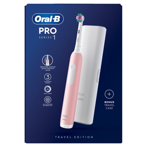 Oral-B Pro 1 680 3dw Pink Rechargeable Toothbrush + Travel Case