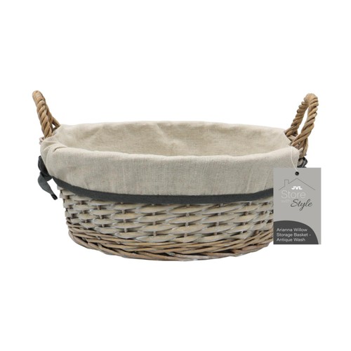 JML Arianna Round Willow Storage Basket Antique Wash