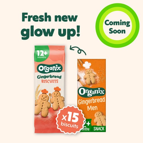 Organix Gingerbread Men Biscuits Toddler Snacks 135g 12 months+