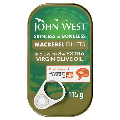 John West Skinless & Boneless Mackerel Fillets In Olive Oil  (115g)