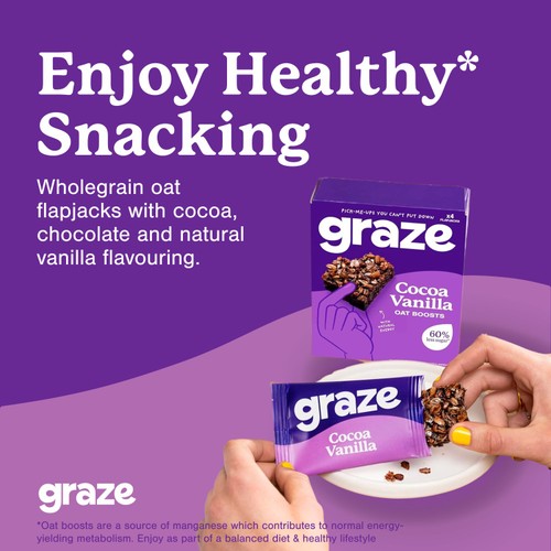 Graze Cocoa & Vanilla Oat Boost Flapjack Snack Bars 4 x 30g