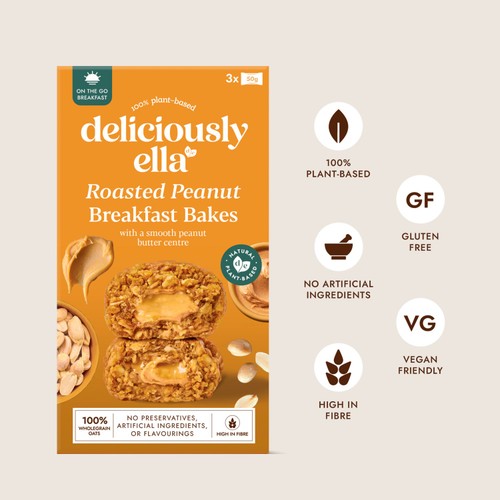 Deliciously Ella Peanut Butter On-the-Go Breakfast Bakes Multipack 3x50g