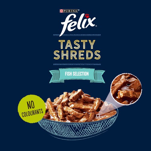 Felix Tasty Shreds Fish Selection in Gravy Wet Cat Food