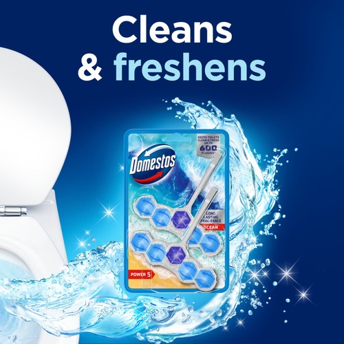 Domestos Power 5 Toilet Rim Block Ocean 2x 50g