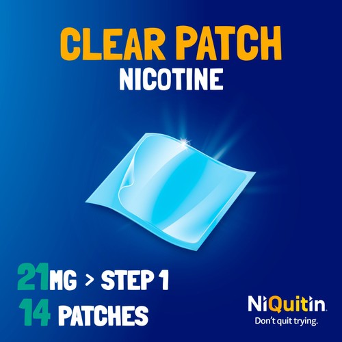 NiQuitin Clear Patch - Step 1 21mg, 14 Nicotine Patches - Stop Smoking Aid