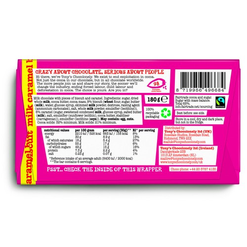 Tony's Chocolonely Fairtrade Milk Caramel Biscuit