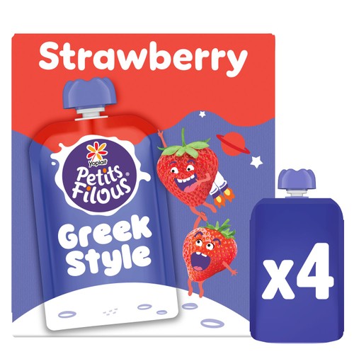 Petits Filous Kids Greek Style Strawberry Yoghurt Pouch 4x85g