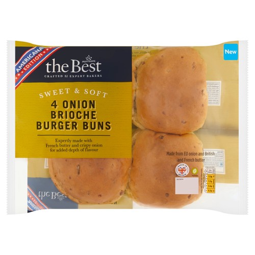 Morrisons The Best Sliced Onion Brioche Burger Buns 4 Pack
