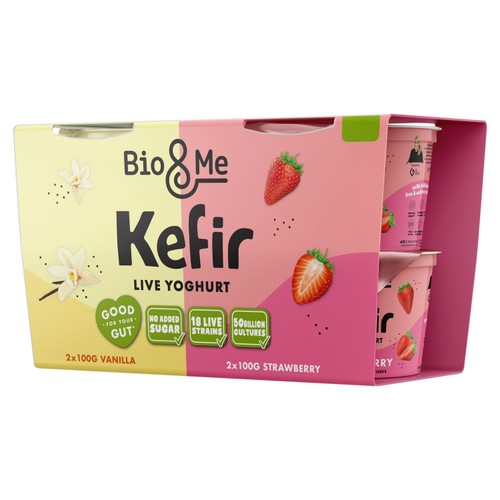 Bio&Me Vanilla & Strawberry Kefir Mixed 4x100g 