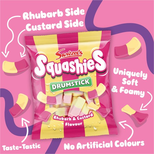 Swizzels Drumstick Squashies Rhubarb & Custard Flavour   140g