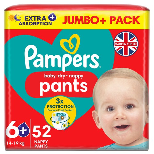 Pampers Pants Nappies Pull-On Size 6 Giant 